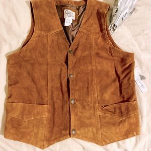 NWT Cripple Creek BROWN SADDLE Suede Western Vest XL